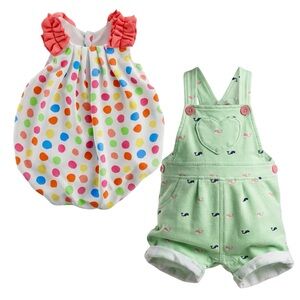 Baby Girl 3-6mo Romper and Overalls Bundle